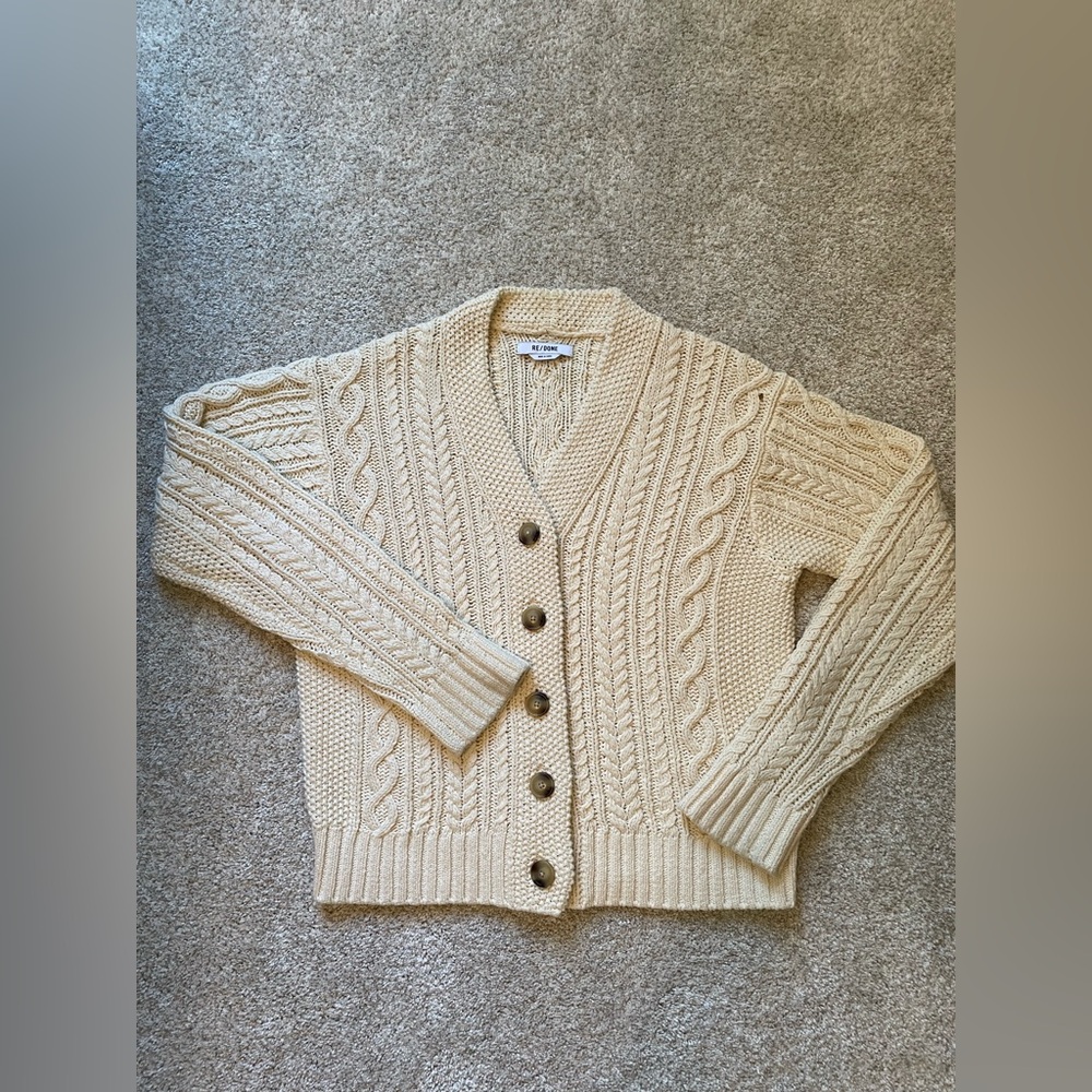 Re/Done Cable Knit Cardigan